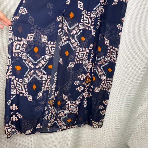 Fire Los Angeles Women Spaghetti Strap Maxi‎ Dress Sz Medium Aztec Southwestern - Picture 9 of 16